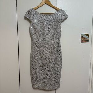 Simply Liliana Silver Lace Mini Dress